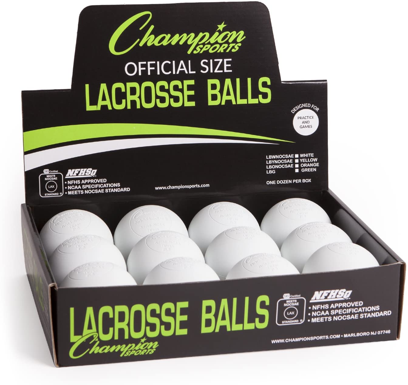 6 2 Champion Sports Official Lacrosse Balls 3 and 12 Multiple Colors in Packs of 1