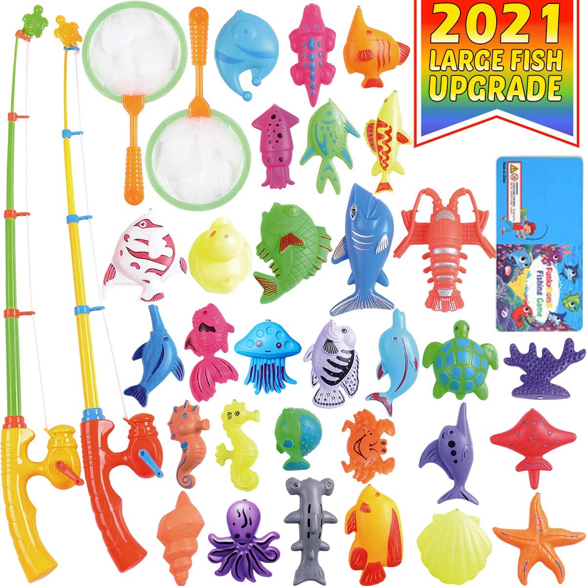 CozyBomB Magnetic Fishing Pool Toys Game for Kids – Water Table Bathtub  Kiddie Party Toy with Pole Rod Net Plastic Floating Fish Toddler Color  Ocean Sea Animals Age 3 4 5 6 Year Old - Jannat Supplies